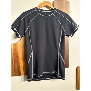 L.L. Bean Black Stretch Short Sleeve Round Neck Midweight Jersey T-Shirt Size XS